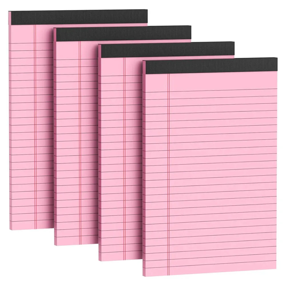 4-Pack 5x8-inch pink sticky notes, tear-off lined notebooks, suitable for studying, to-do lists, office work, etc.