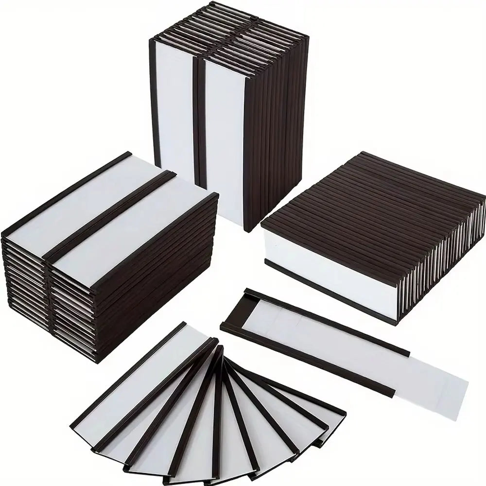 50pcs magnetic label holder, magnet label holder with protective film replacement strip for metal shelves